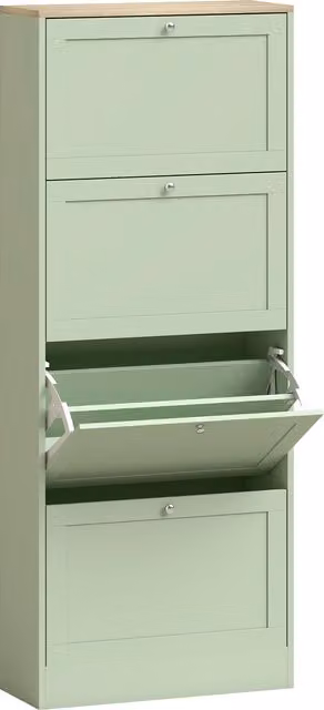 HOMCOM Scarpiera 24 paia con 4 cassetti ribaltabili e ripiani regolabili, 60x23,5x153 cm, verde   Aosom Italy