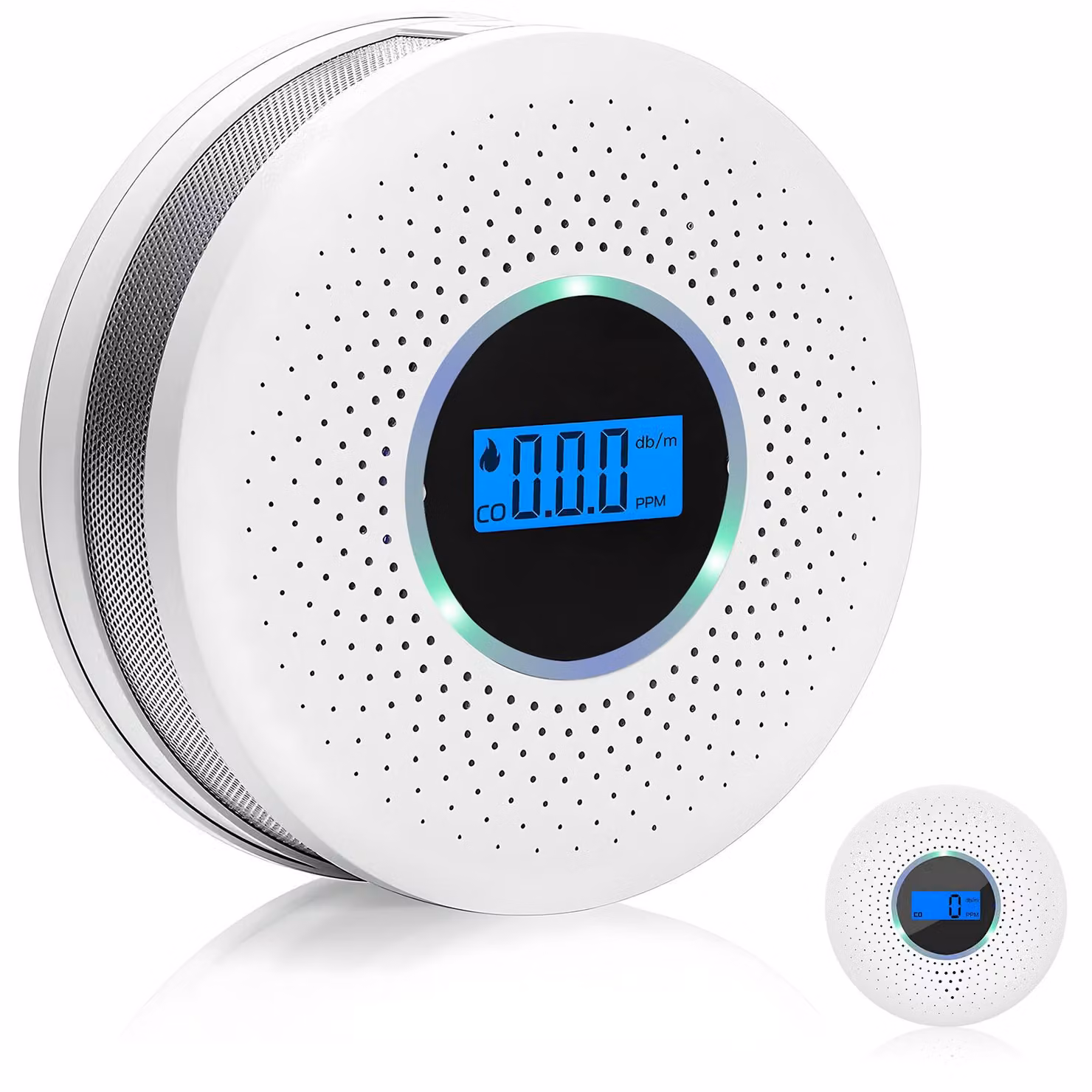 Rilevatore 2 in 1 di monossido di carbonio e fumo – Doppia sicurezza, indicatore di stato RGB, 3 batterie AA