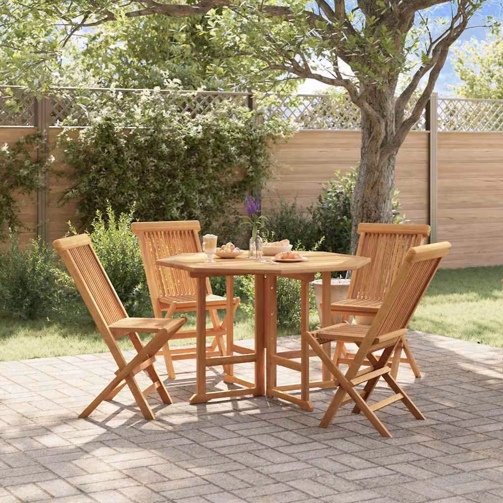 Set da pranzo pieghevole per esterni vidaXL in legno di teak marrone, composto da 5 pezzi