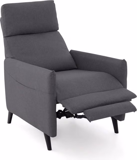 Poltrona Reclinabile Relax Costway in Tessuto Grigio con Schienale e Poggiapiedi Regolabili e Tasche Laterali per Soggiorno o Camera da Letto – 1