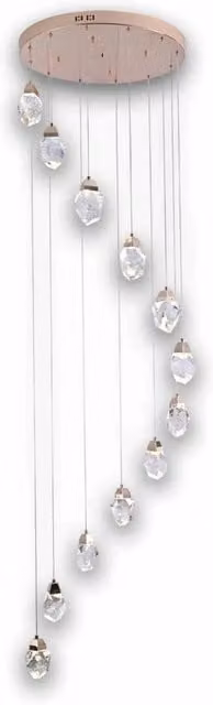 LÚZETE Lampada a Sospensione LED Giselle con 12 Luci, 59 W, 4000K, Colore Oro/Ottone e Vetro Trasparente