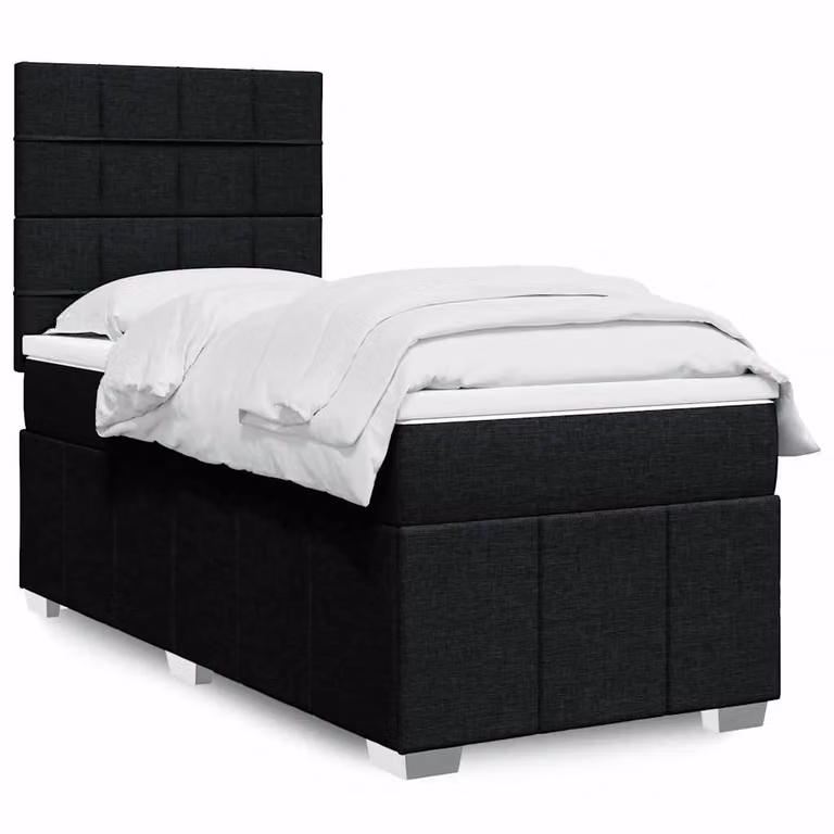 vidaXL Letto Ibrido con Materasso a Molle Insacchettate e Struttura in Tessuto Nero, L/P/H: 90 x 190 x 150,5 cm