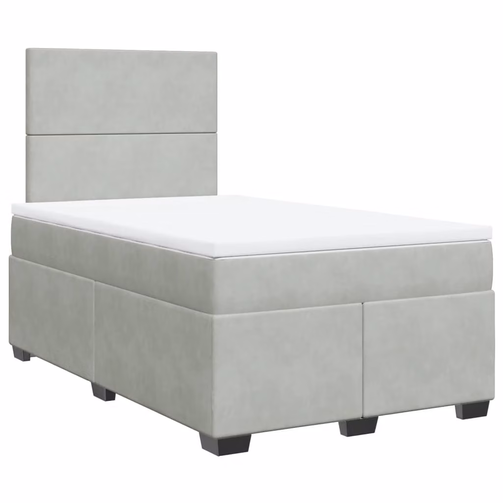 Giroletto a Molle con Materasso Grigio Chiaro 120x190cm Velluto