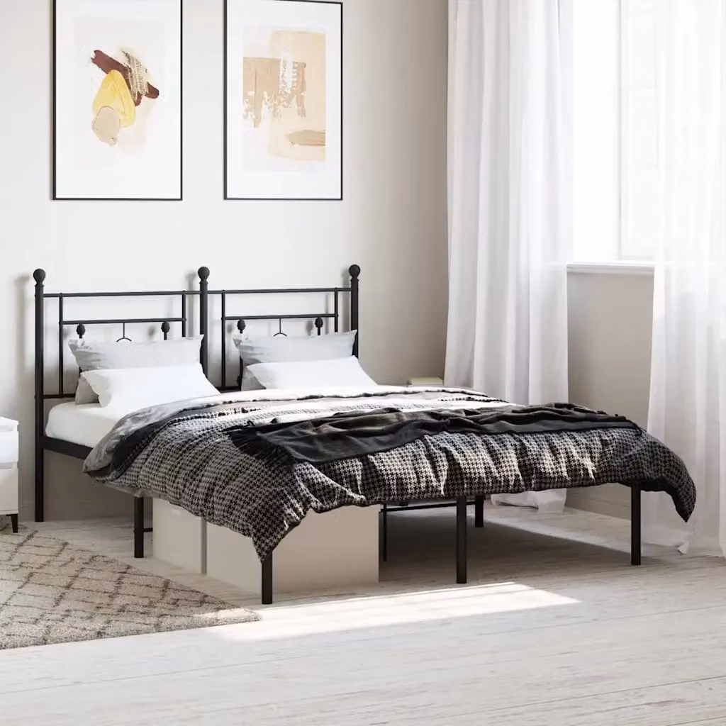 Letto matrimoniale con testiera in metallo nero L/P/H: 140 x 200 x 97 cm – 2