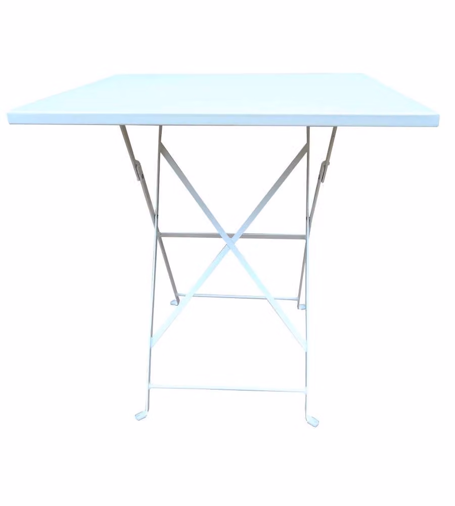 Tavolo Pieghevole Metallo Bianco 70x70 cm - E-Coating