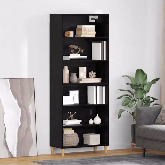 Credenza-Buffet-Armadio da cucina Rovere Nero 69,5 x 32,5 x 180 cm Legno multistrato 878169