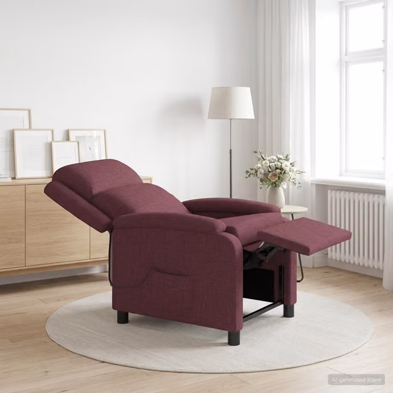 Poltrona relax reclinabile vidaXL in tessuto viola con braccioli