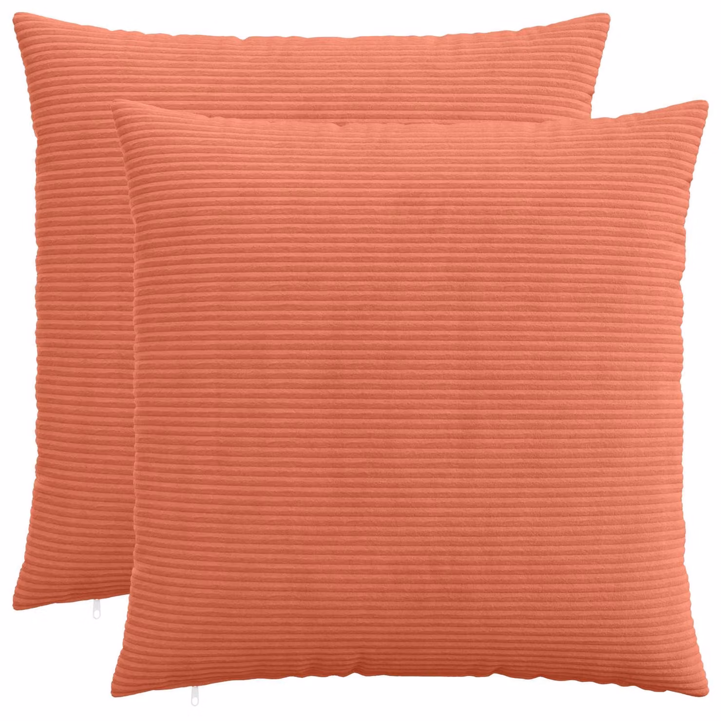 Set di 2 federe vidaXL HEERLEN in velluto a coste, colore rosso arancio, L 55 cm x P 55 cm