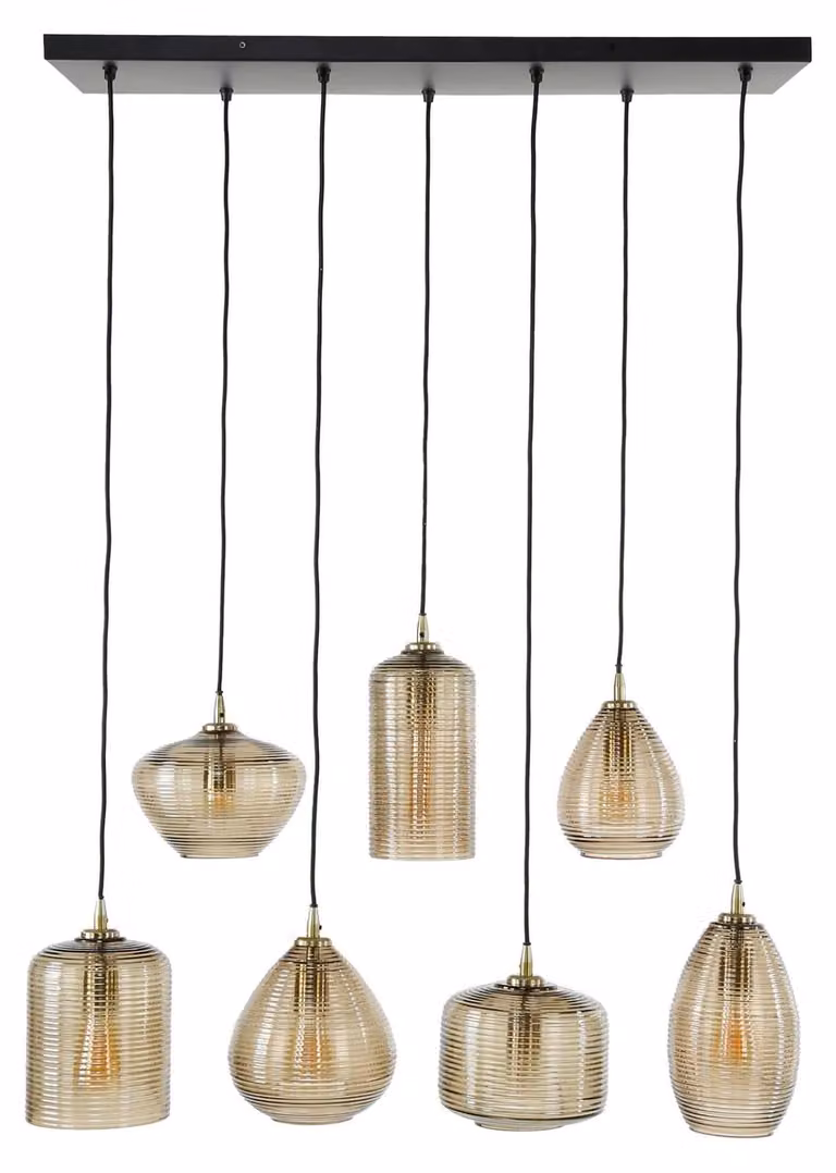 FURNLUX Lampada da soffitto a strisce nero e oro 93 cm / Colore principale: oro / Dimensioni: 93 x 150 x 40 cm