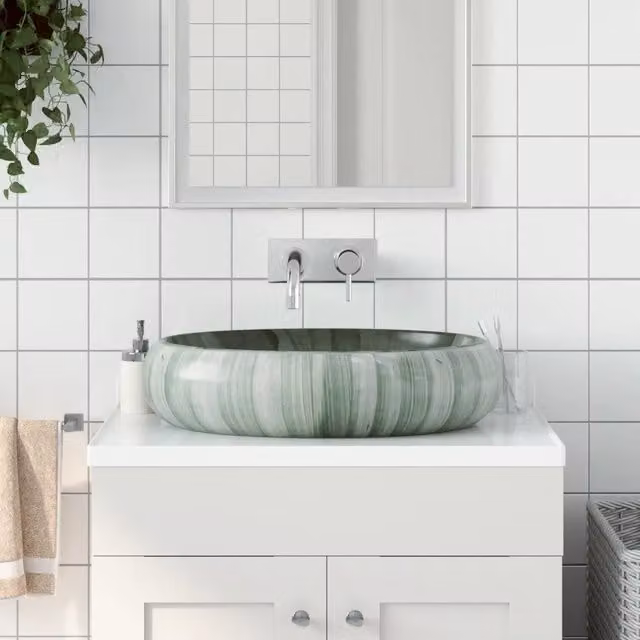 Lavabo da Appoggio Verde Ovale 59x40x15 cm Ceramica 155083