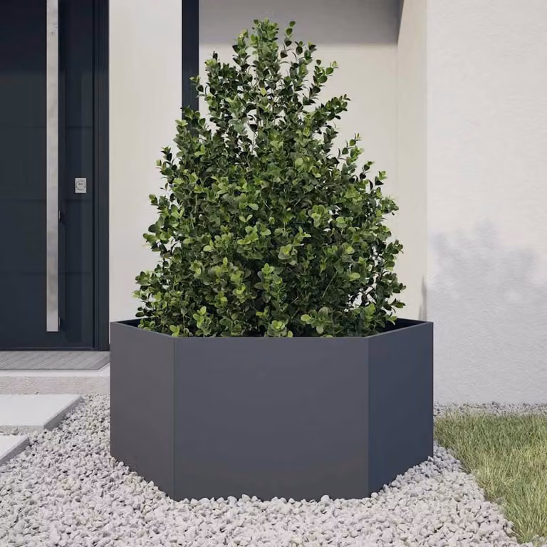 vidaXL Fioriera da Giardino Antracite Esagono 104x90x45 cm in Acciaio