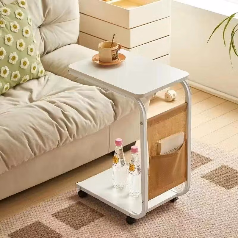 Tavolino da notte modulare - Tavolo regolabile in altezza per laptop - Struttura in metallo - Con rotelle - Forma rettangolare - Stile moderno - Tipo A