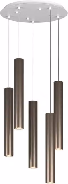 Lampadario Tondo Industrial-Minimal Xeana Metallo Bianco Bronzo 5 Luci Gu10