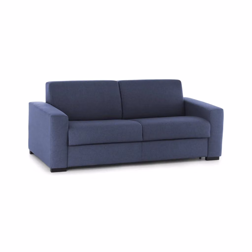 Divano a 2 posti Malachite di Talamo Italia, modello moderno in tessuto blu con braccioli slim, L: 160 cm, P: 95 cm, H: 90 cm – 2