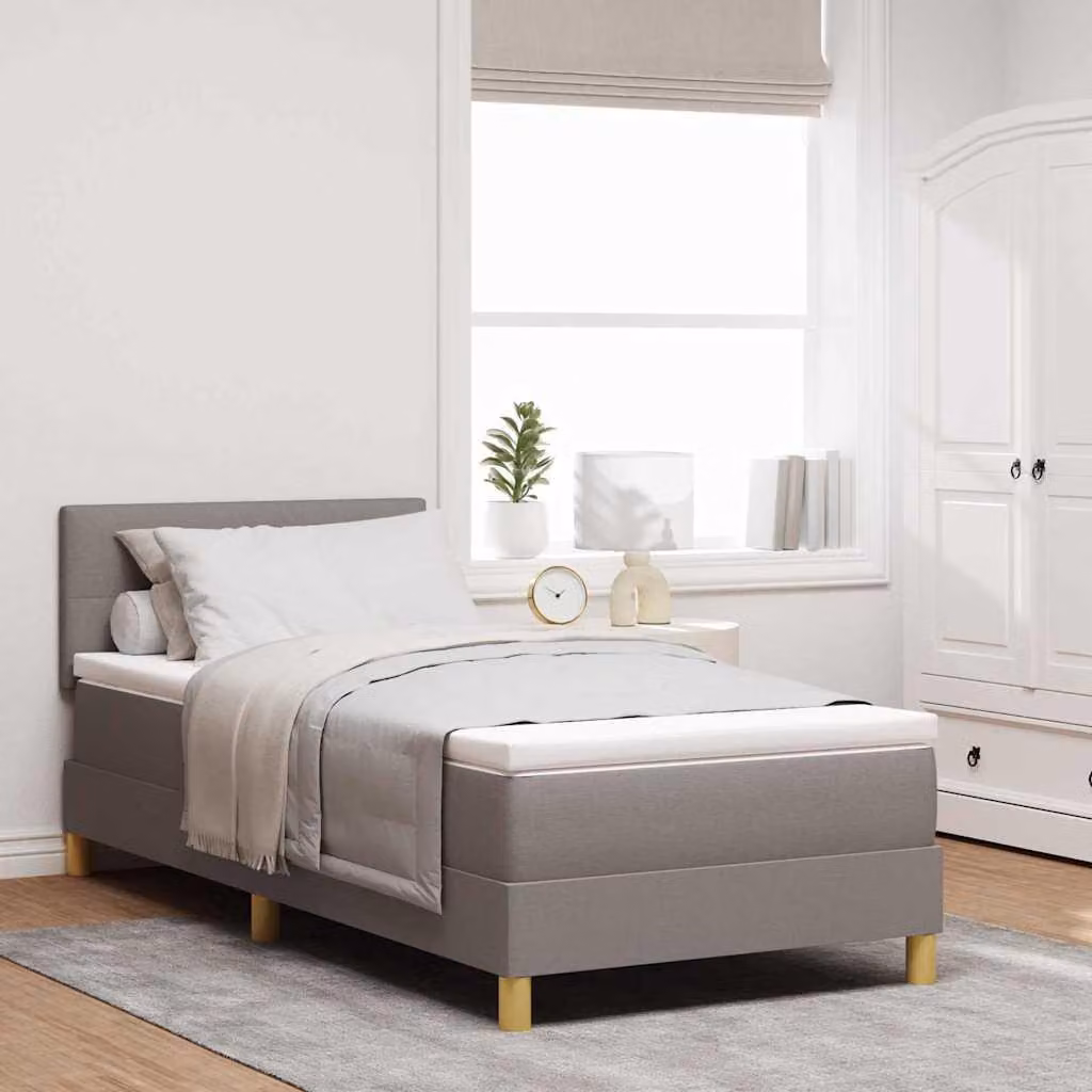 Maison Exclusive - Letto boxspring a LED con testiera color taupe, 90 x 200 cm, rivestimento in tessuto