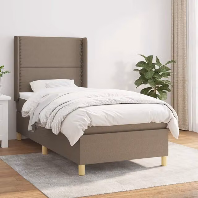 Letto ibrido vidaXL con struttura in legno di larice e materasso in tessuto beige e bianco, L/P/H: 90 x 200 x 25 cm – 1