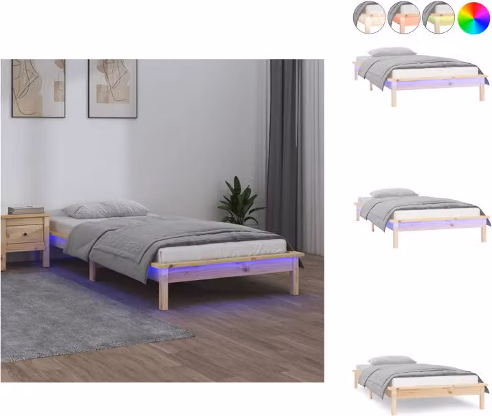 vidaXL Letto in legno massiccio con LED 100x200 cm - Letti e strutture letto