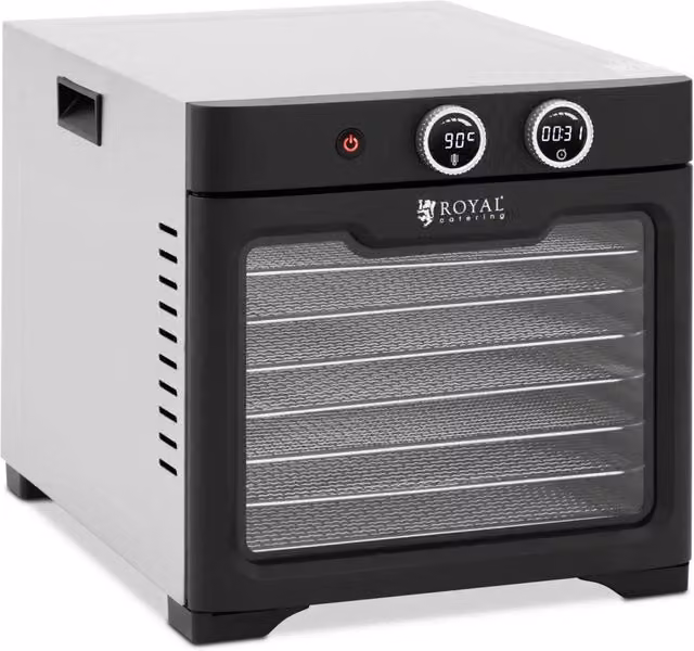 Essiccatore per alimenti professionale 8 ripiani 26 litri 800 watt vetro temperato acciaio inossidabile 304 argento metallizzato 14_0008890