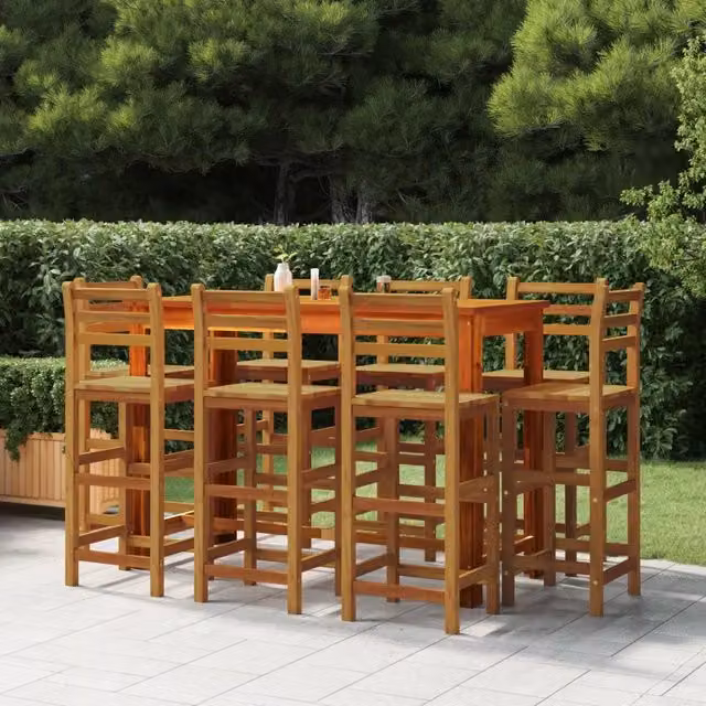 Set da Bar per Giardino 9 pz in Legno Massello di Acacia 3116025
