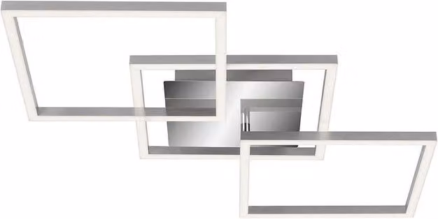 Plafoniera LED Frames Briloner argento cromato, dimmabile, 2600 lumen, luce bianca calda, IP20