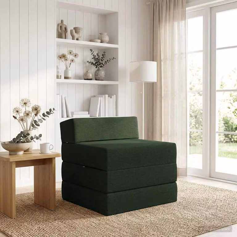vidaXL Divano Letto Pieghevole Moderno in Tessuto Verde, L 200 x P 70 x H 15 cm