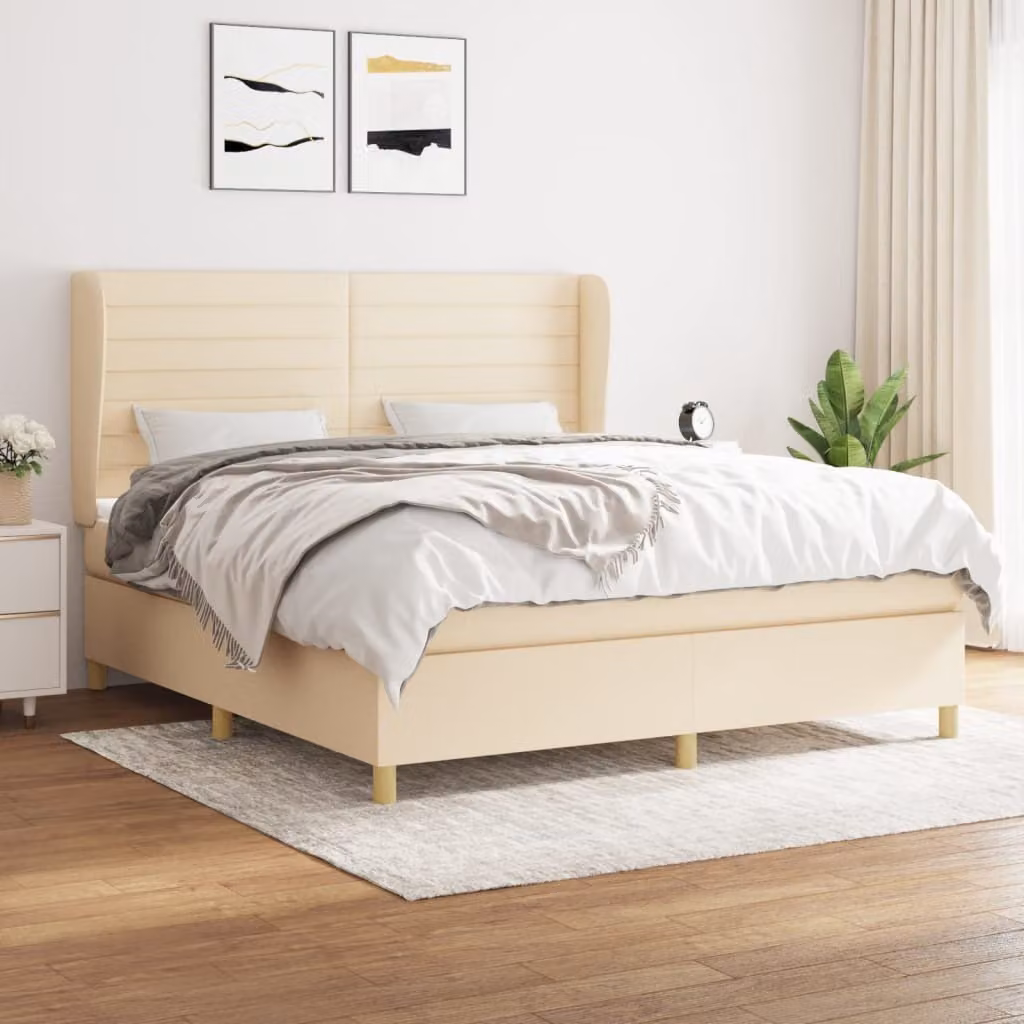 Maison Exclusive - Giroletto a Molle con Materasso Crema 180x200 cm in Tessuto