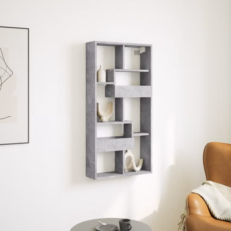 Armadietto a muro vidaXL moderno in MDF e composito grigio, L 50 cm x P 15 cm x H 100 cm