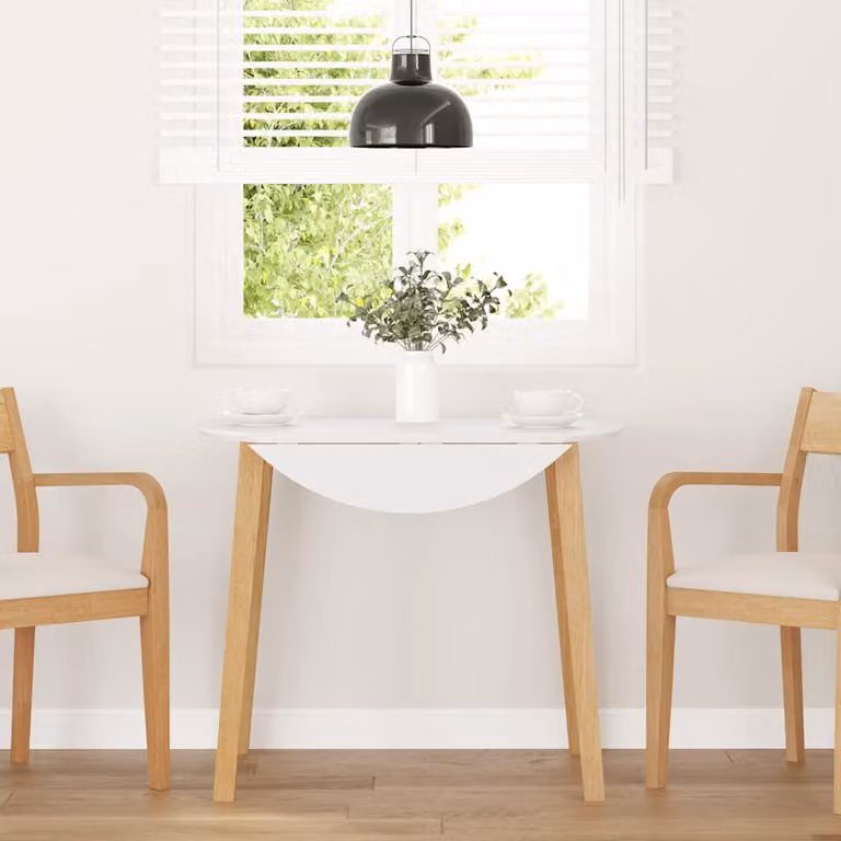 vidaXL Tavolo da Pranzo Moderno in Legno di Hevea con Piano a Farfalla, Marrone e Bianco, L/P/H: 90 x 90 x 74 cm