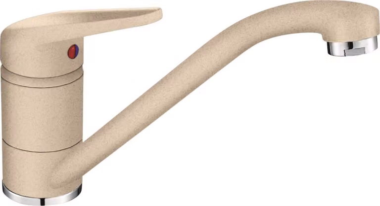 Miscelatore NOVARA-PLUS, bocca fissa, alta pressione, testa girevole illimitata, comando superiore monocomando, beige