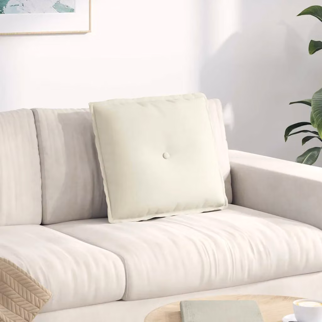 vidaXL Cuscino per Schiena Beige in Tessuto di Velluto a Costine L: 50 cm, P: 45 cm