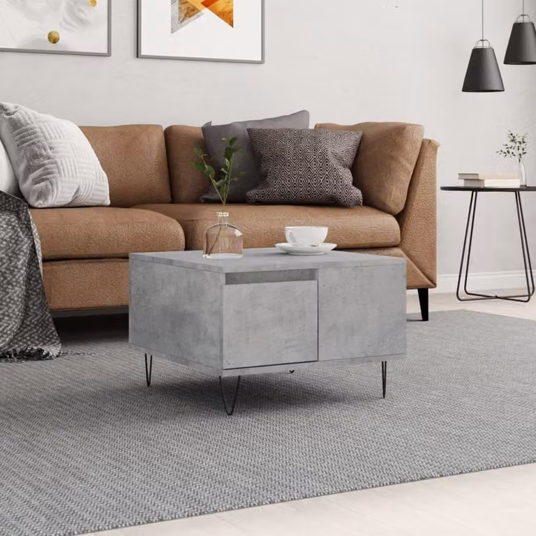 The Living Store tavolino in cemento grigio 55x55x36,5 cm materiale a base di legno