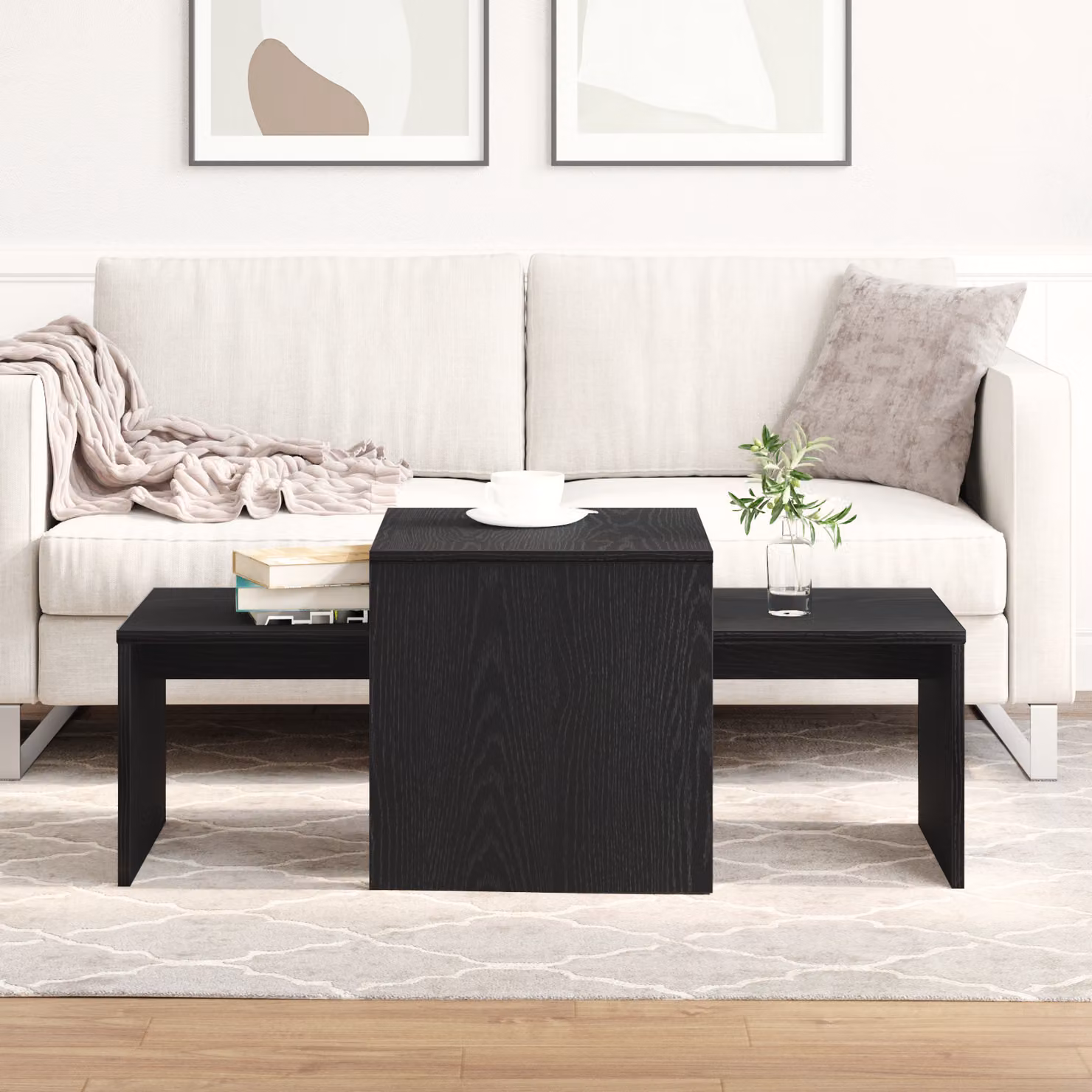 Tavoli da annidamento Rovere Nero 100 x 48 x 40 cm