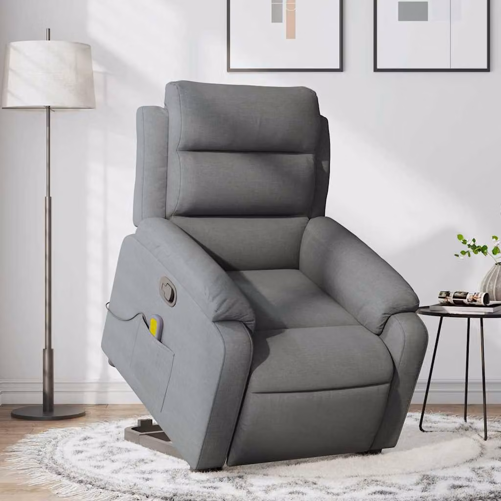 Poltrona Alzapersona Reclinabile con Massaggio vidaXL Grigio con Braccioli e Supporto Elettrico – 1