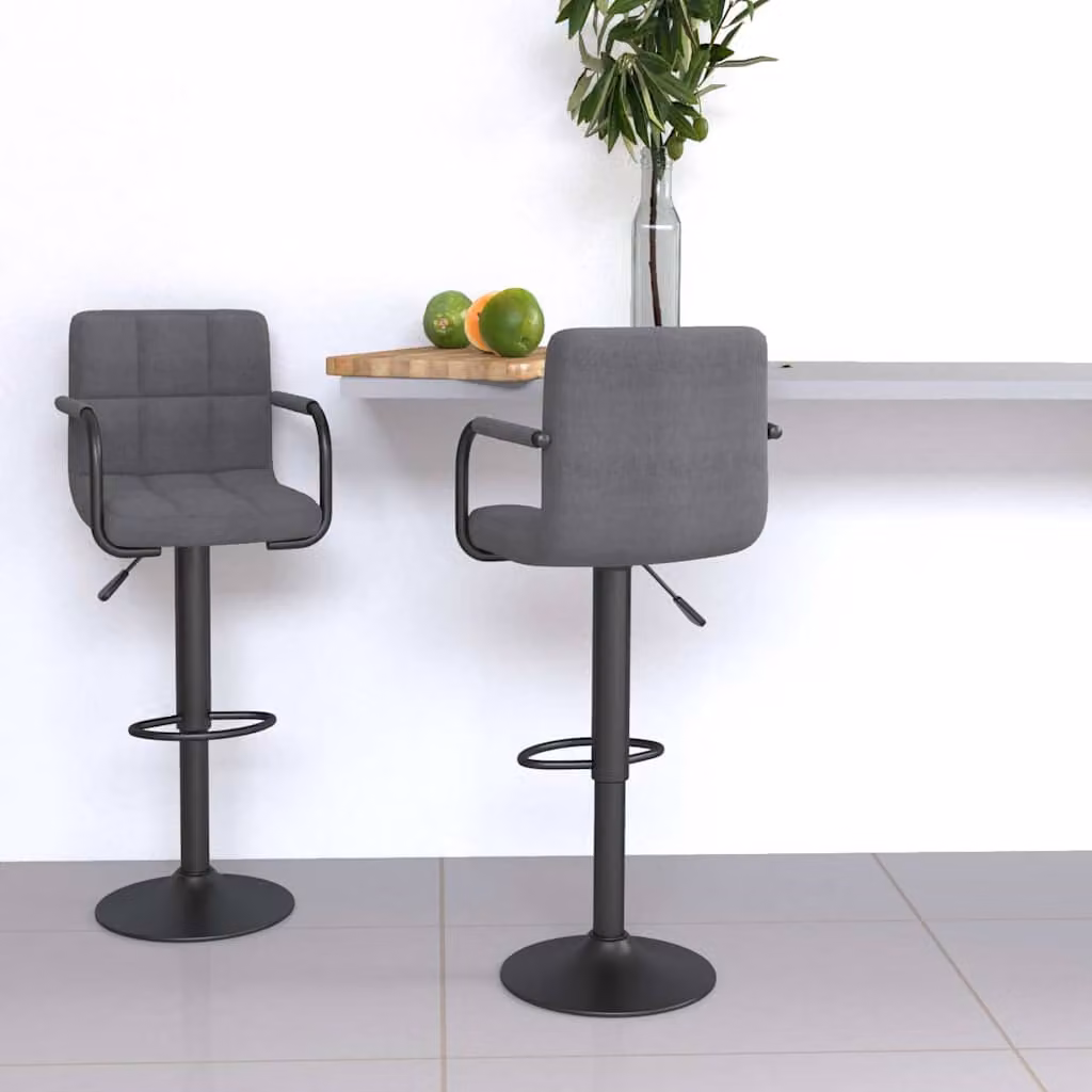 Set di 2 sgabelli da bar vidaXL moderni in tessuto grigio con seduta girevole a 360 gradi – 1