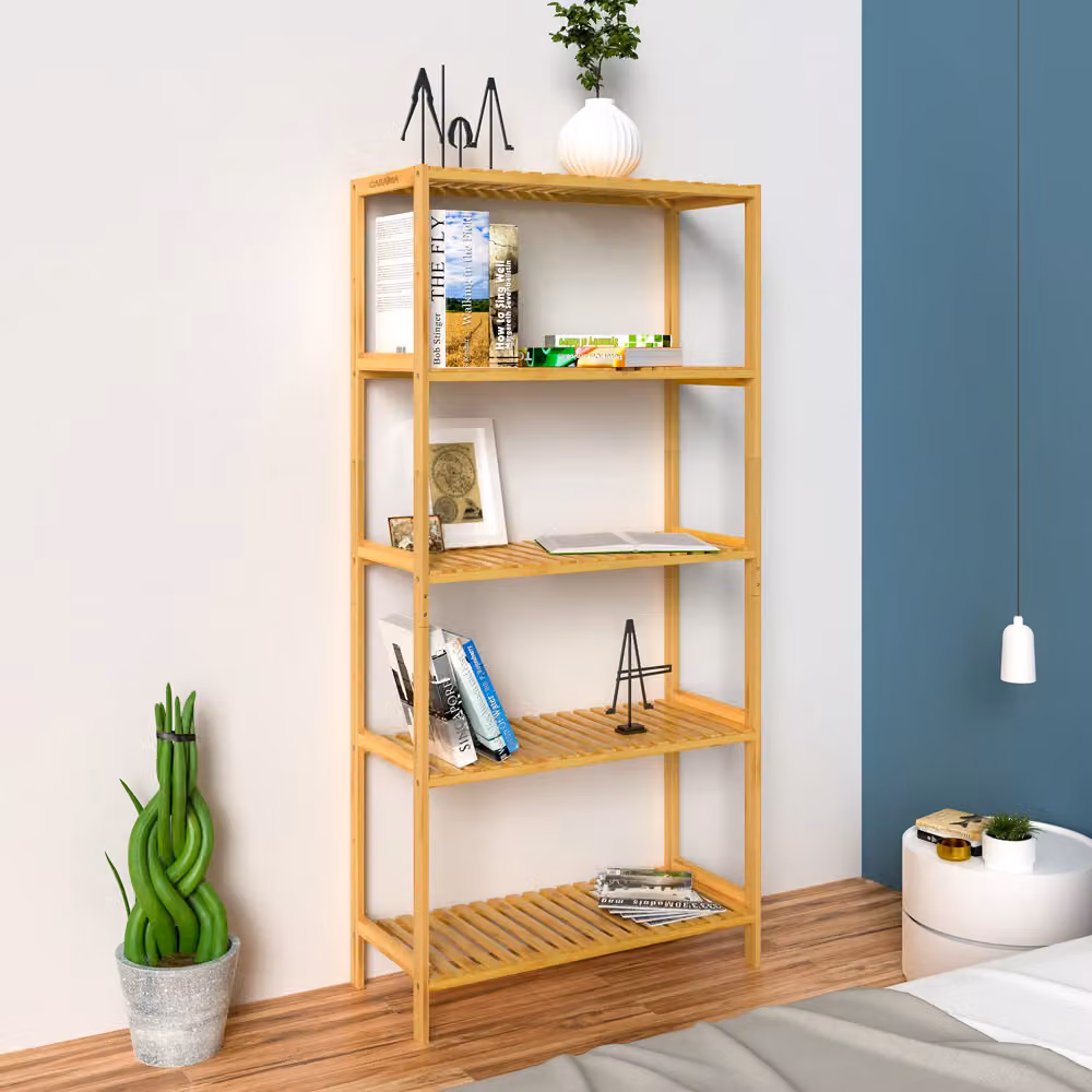 Scaffale Casaria® in bamboo con 5 ripiani regolabili, H 130 x L 60 x P 26 cm – 2