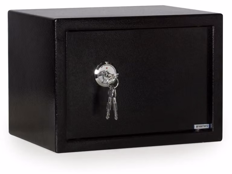Cassaforte media con serratura a chiave - 35x25x25 cm - Acciaio legato - Nera