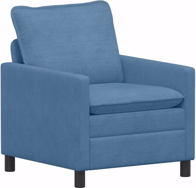 Divano da soggiorno blu in tessuto con struttura in metallo e coperture rimovibili L: 76 cm, P: 81 cm, H: 87,5 cm