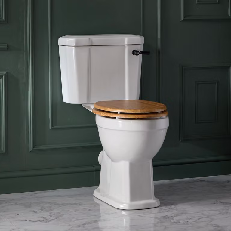 Wc Monoblocco Tradizionale Comfort Con Sedile Rovere – Nero – Richmond