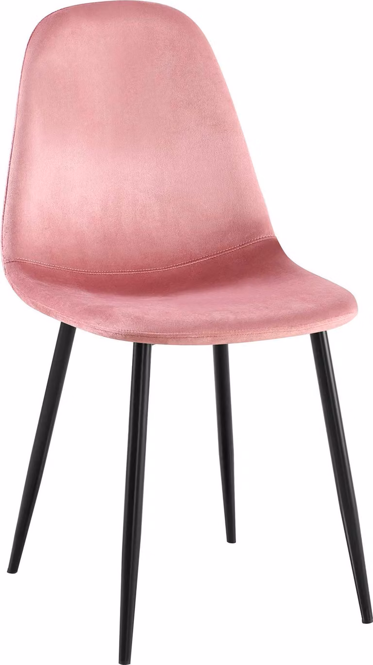 Sedia da pranzo CLP Napier imbottita con schienale, rosa, in velluto