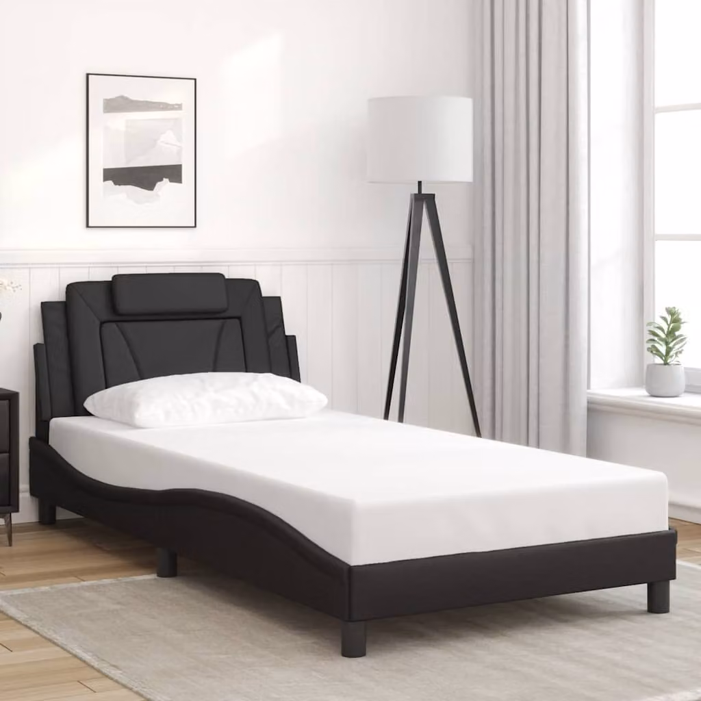 Giroletto Viana vidaXL in similpelle nera senza materasso L 100 cm x P 200 cm – 1