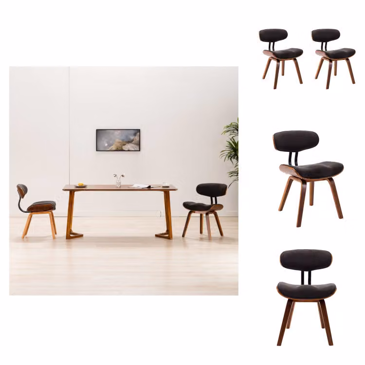 vidaXL Sedie da pranzo 2 pz. Legno curvo grigio e tessuto - Sedie da pranzo