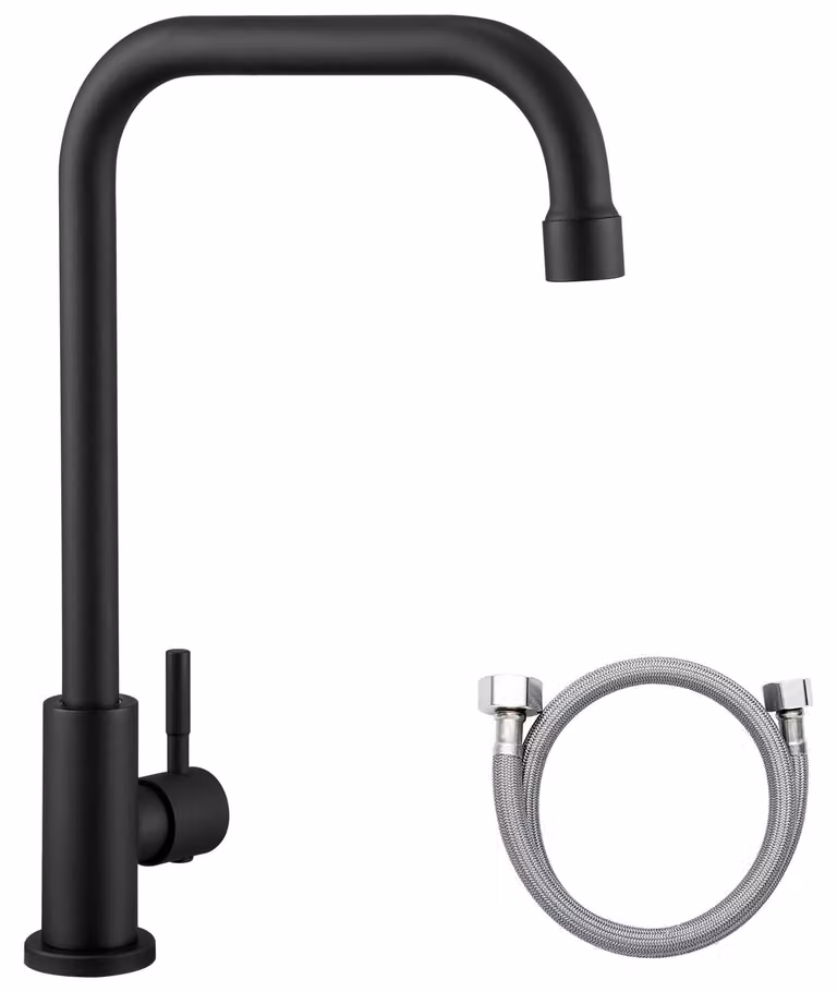 Omgoods - Rubinetto per acqua fredda, rotazione a 360° - Acciaio inossidabile - Miscelatore per acqua fredda - Cucina/Bagno per ospiti - Resistente all'usura - Installazione semplice - Rubinetto