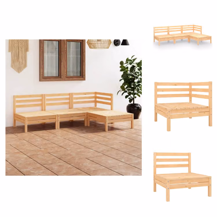 vidaXL Set da salotto da giardino 4 pezzi in pino massiccio - Set di mobili da giardino
