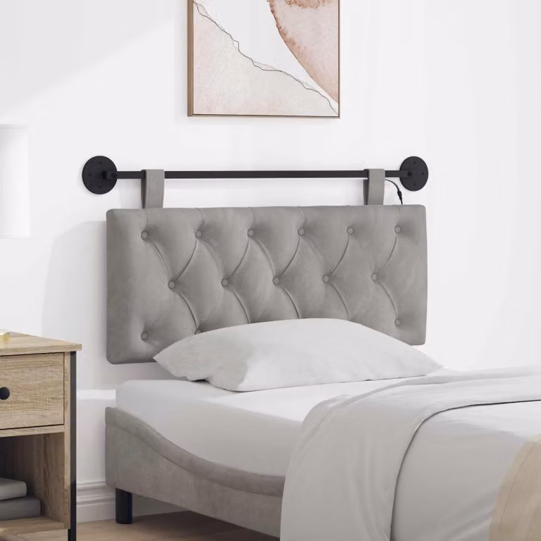 Testiera sospesa vidaXL in velluto grigio con illuminazione integrata