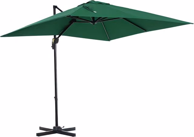 Ombrellone da Giardino Outsunny con Manovella, Rotazione 360° e Parasole Regolabile, Verde, L/P: 250 x 250 cm