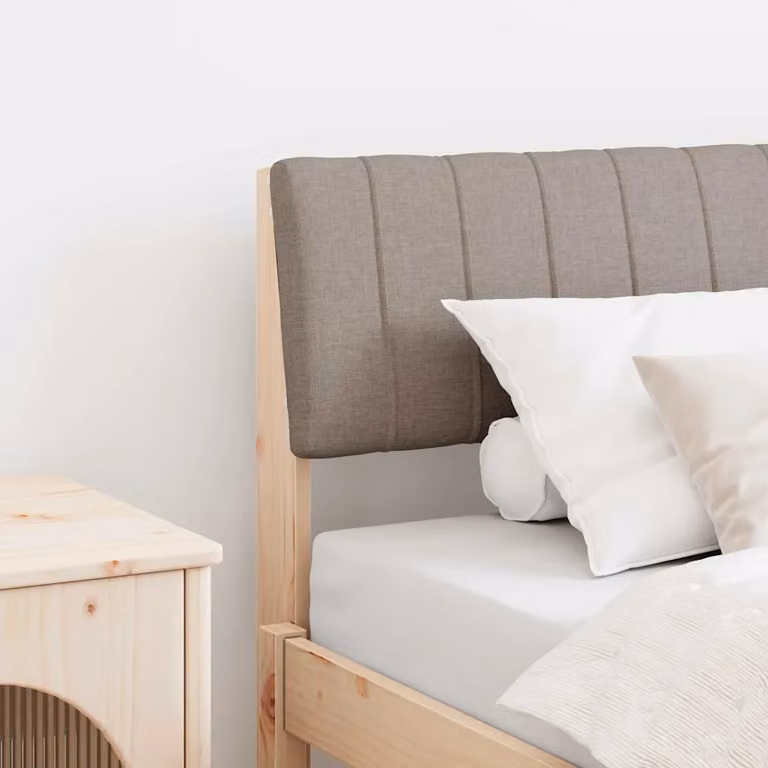 Testiera imbottita vidaXL Talpa in pino massello e tessuto beige, Larghezza: 100 cm
