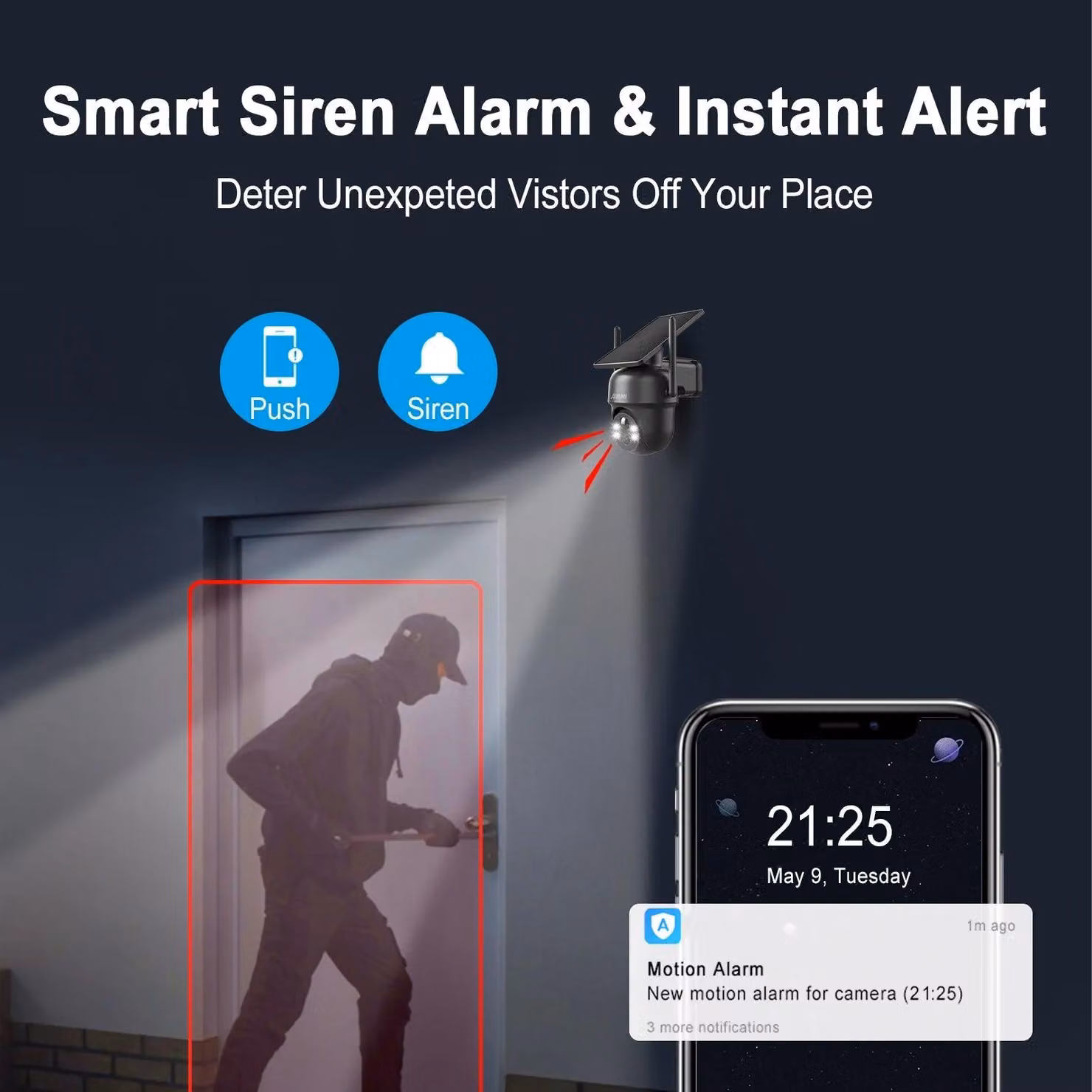 Telecamera di sicurezza - 5MP - 2 unità - Sistema di videosorveglianza - Wireless - con pannello solare - Wi-Fi