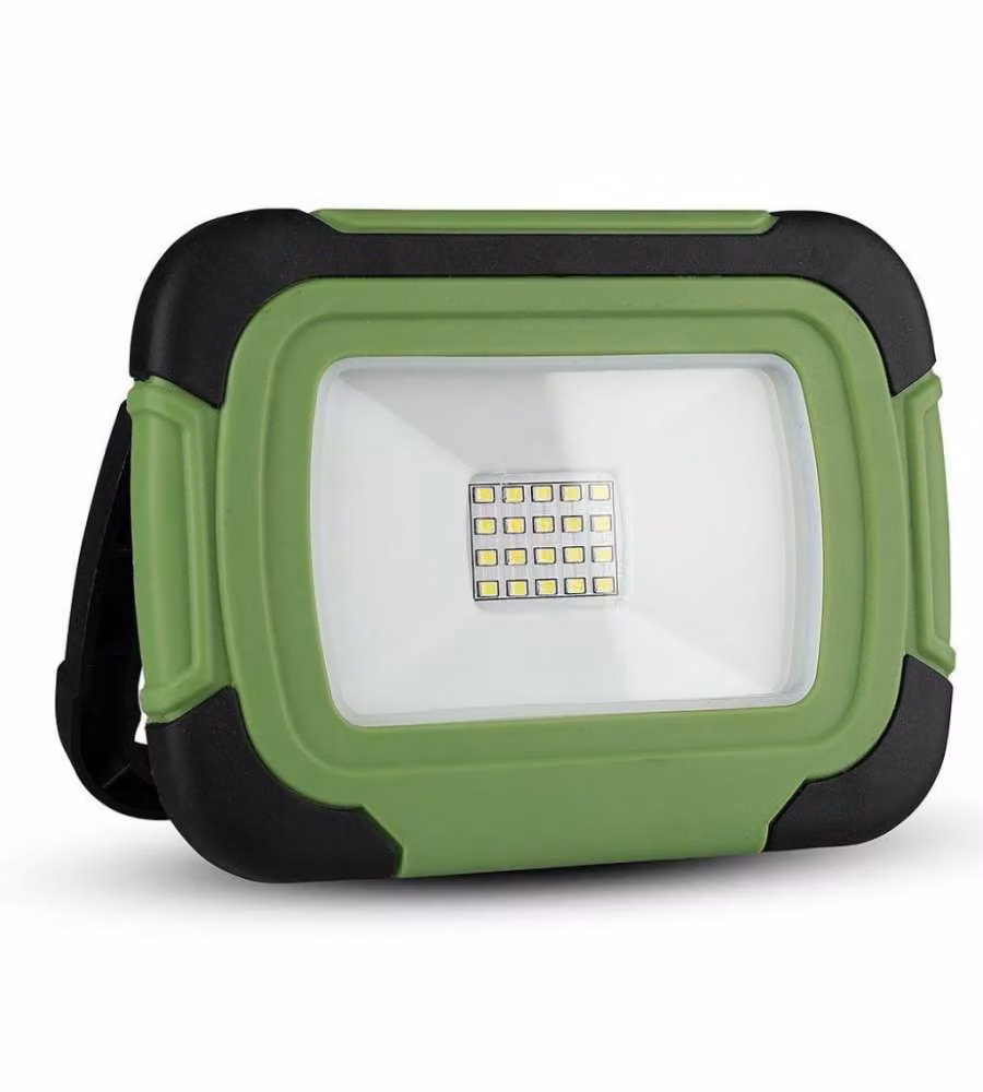 Faro LED Chip Samsung 10W Ricaricabile con Sos Flash Colore Nero e Verde 6400K IP44