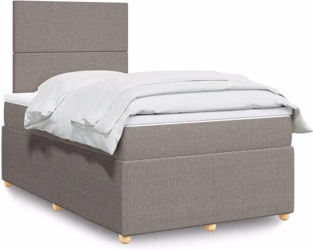 Letto Ibrido vidaXL con Giroletto a Molle e Materasso in Tessuto, Colore Tortora, L/P/H: 120 x 200 x 150,5 cm