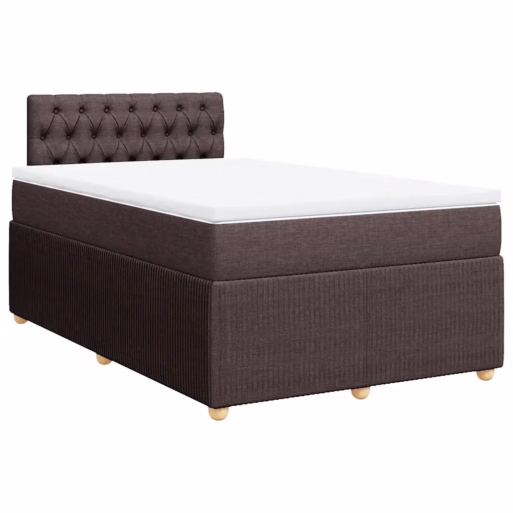 Letto Ibrido vidaXL con Giroletto a Molle e Materasso in Tessuto Marrone e Bianco L/P: 120 x 200 cm – 2